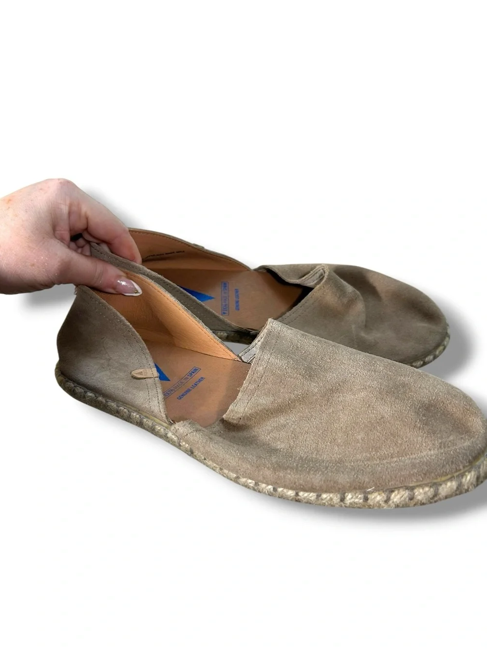 Verbenas Carmen Sand Suede Slip On Espadrille Flats Size 40 US 9